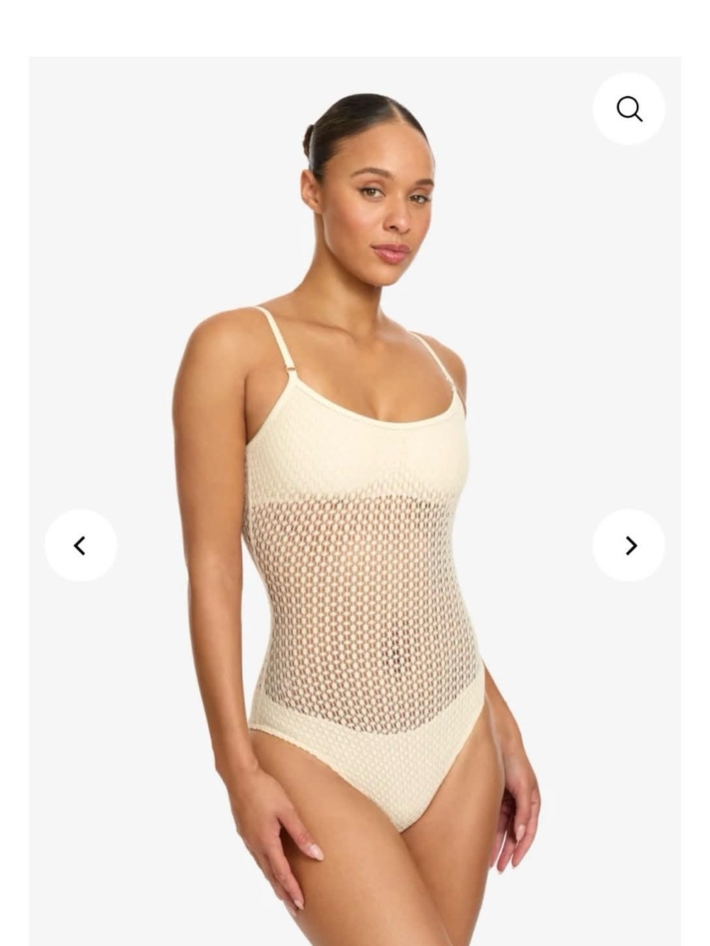 Robin Piccone Cream Crochet Knit Tank Bodysuit Swimsuit